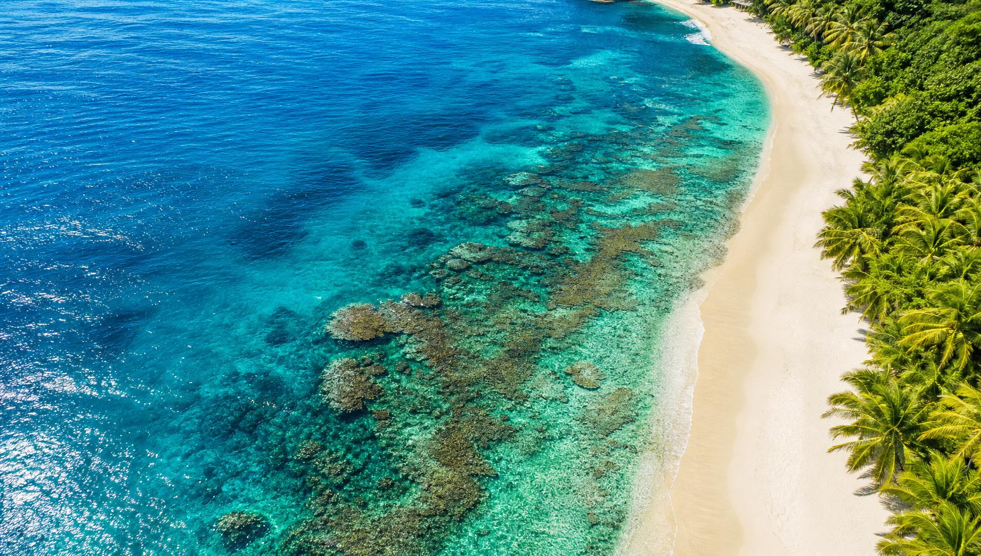 Aerial of a tropical lagoon